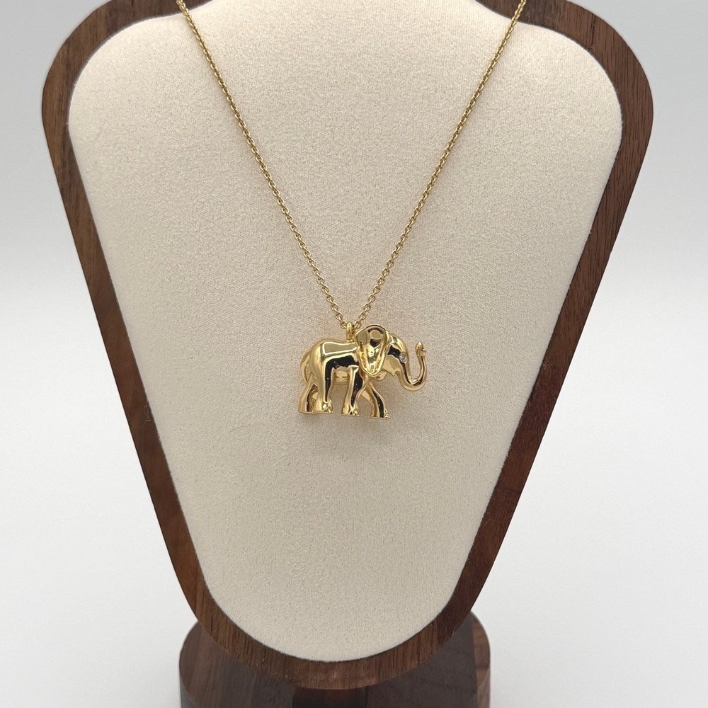 Kate Spade New York Gold Elephant Pendant Necklace Crystal Eye Good Luck Charm